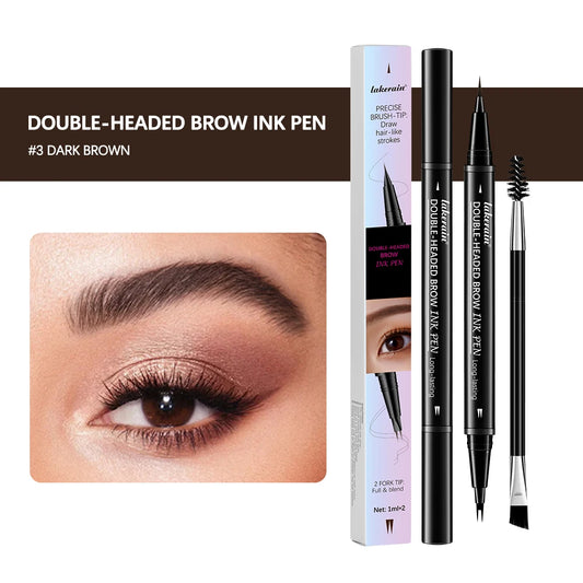 2 In 1 Eyebrow Pencil Waterproof Eye Brow Pencil Perfect Eyebrows Waterproof Makeup Brushes Eyeliner For Set Pen Brown