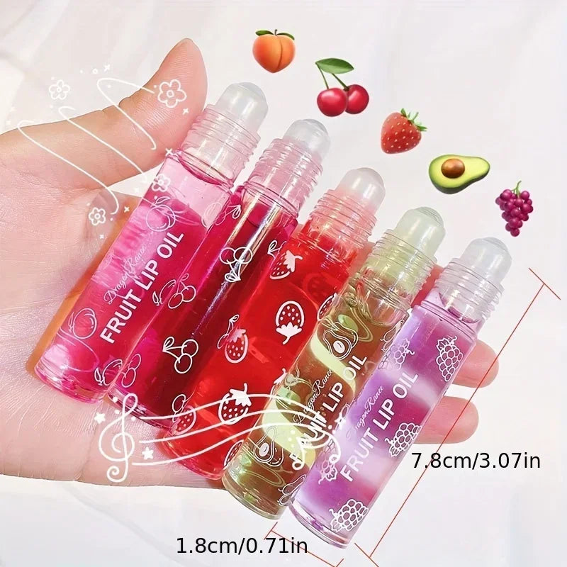 Fresh Fruit Roll-on Lip Balm Lip Makeup Primer Moisturizing Clear Transparent Lip Oil Long Lasting Hydrating Lip Gloss Cosmetics