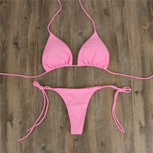 Women Bikini Set Sexy Side Tie Thong Swimsuit Bandage Style Brazilian