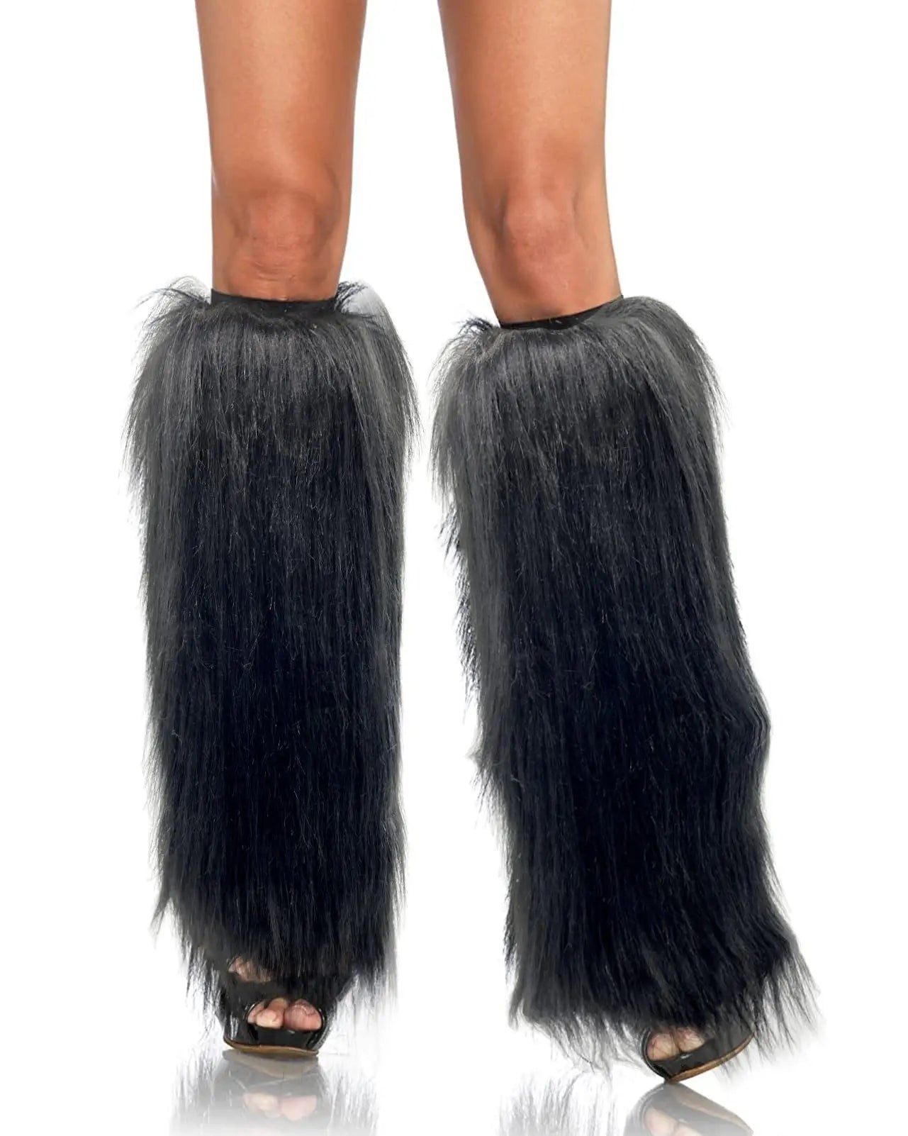 45cm Fuzzy Faux Fur Leg Warmers Fur Heels Long Boots Cuff Cover Has Elasticity One Pair Dionysia Boot Cover Carnival Green