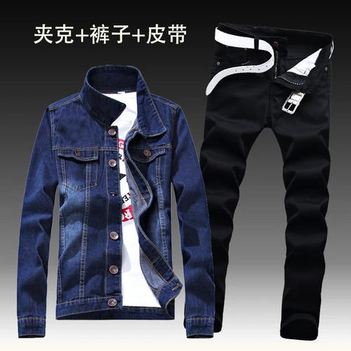 2022  Autumn New Mens Denim Jacket Jeans Pants Slim Fit Pencil Pant