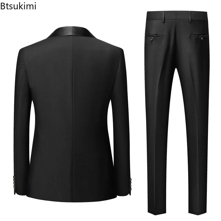 Plus Size S-6XL Men's Casual Business Suits High End Brand Boutique Fashion Blazer Vest Pants Groom Wedding Dress Three-pieces