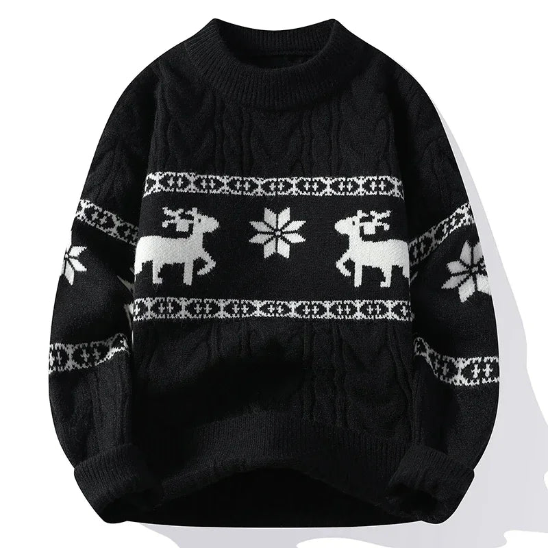 2024 New Fall Winter High End Luxury Cashmere Sweater Men Thick Warm Mens Sweaters With Deer Korean Harajuku Christmas Jumper