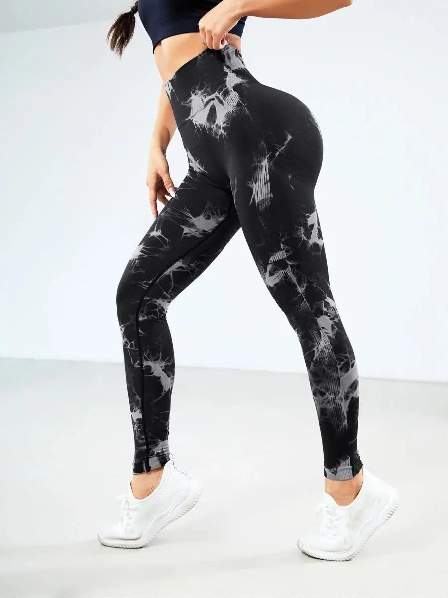 Women Tie Dye Yoga Pants Sports Leggings Seamless High Waist Push Up