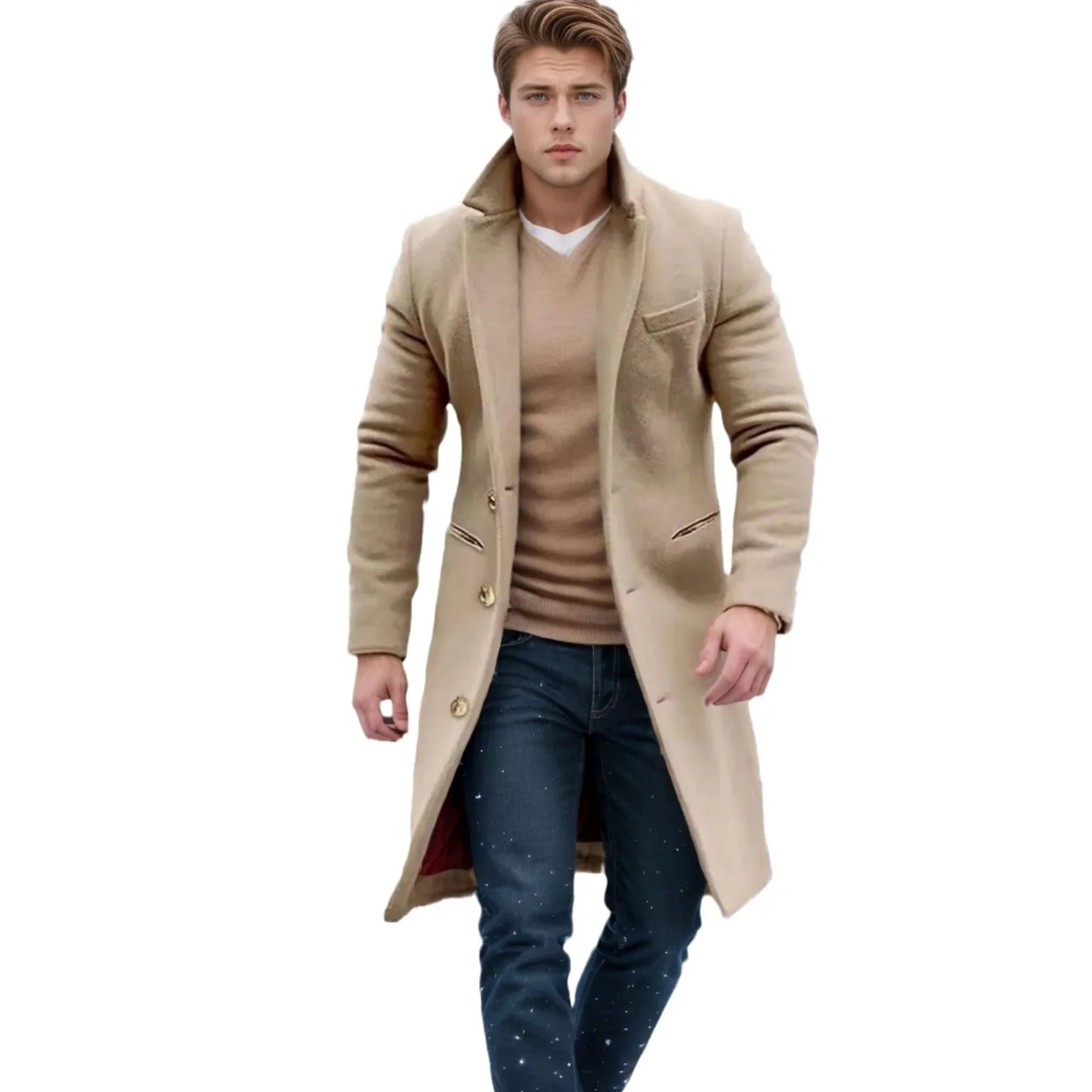 Elegant Men's Casual Windbreaker Coat for Autumn and Winter, Solid