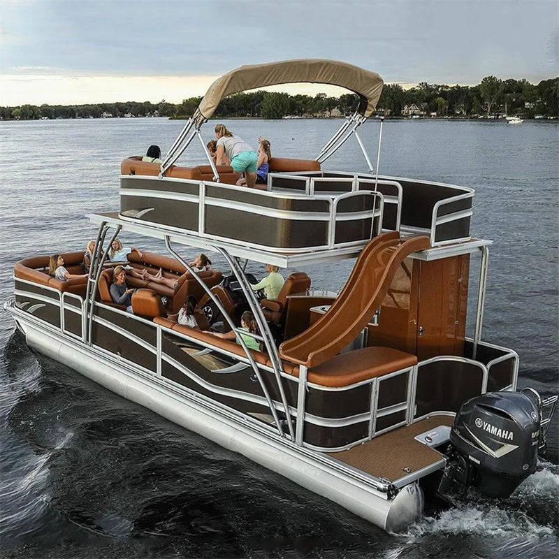 Fish And Cruise Pontoon Boats Nice Decking double deck Luxury Recreational Floating Aluminum Pontoon