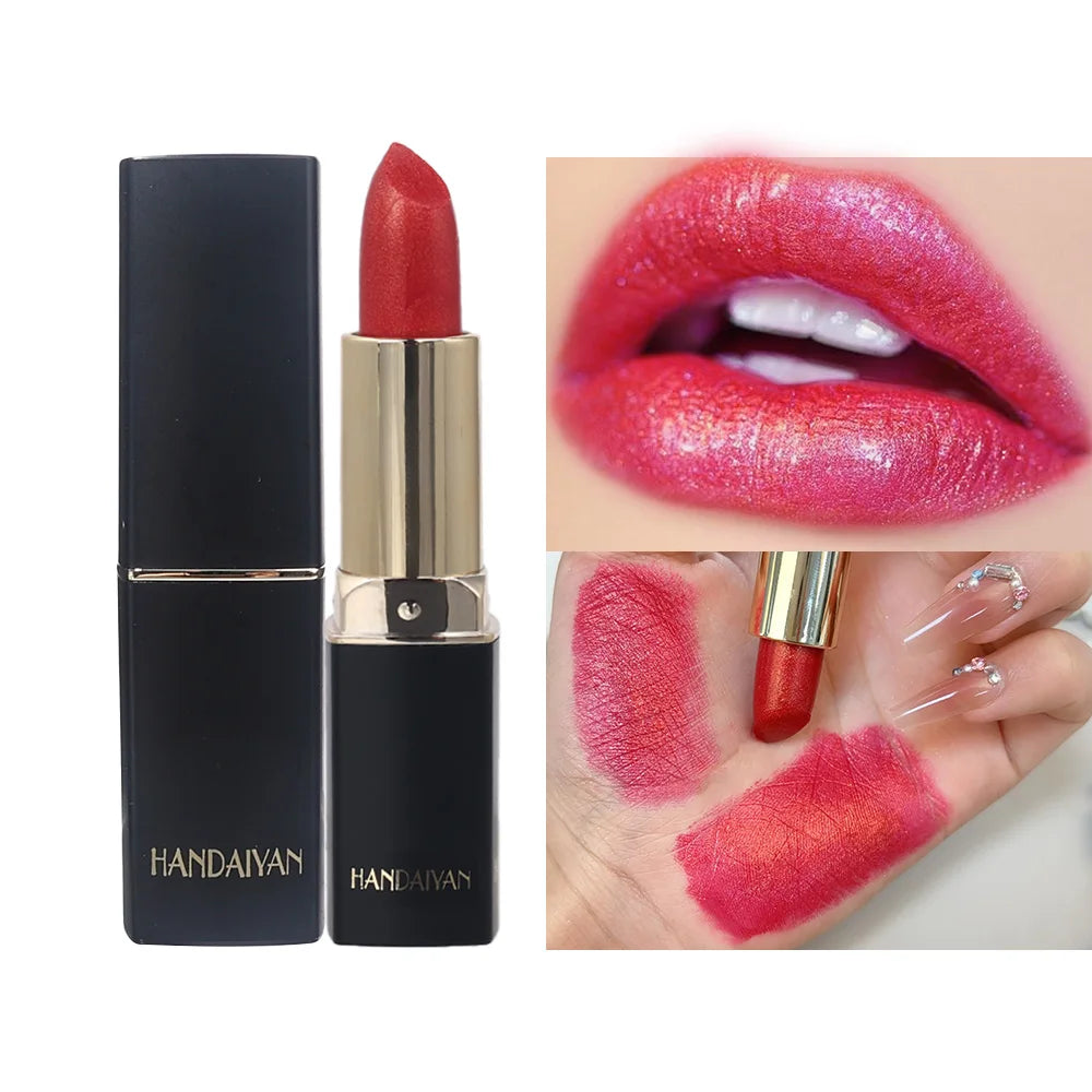 Diamond Shiny Lipstick Moisturizing Long Lasting Waterproof Pearl Lip Gloss Glitter Shimmer Sexy Lipsticks Lips Makeup Cosmetics