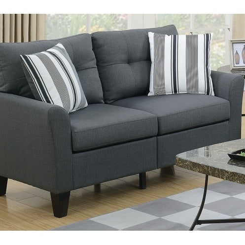 Living Room Furniture 2pc Sofa Set Sofa And Loveseat Charcoal Glossy Polyfiber Plywood Solid Pine