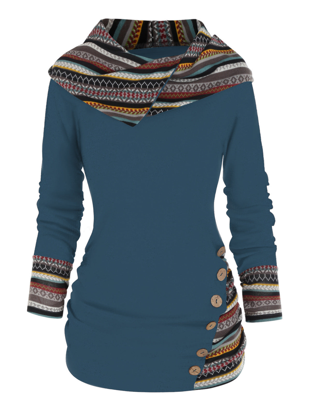 Knitted Long Sleeve Button Top Women