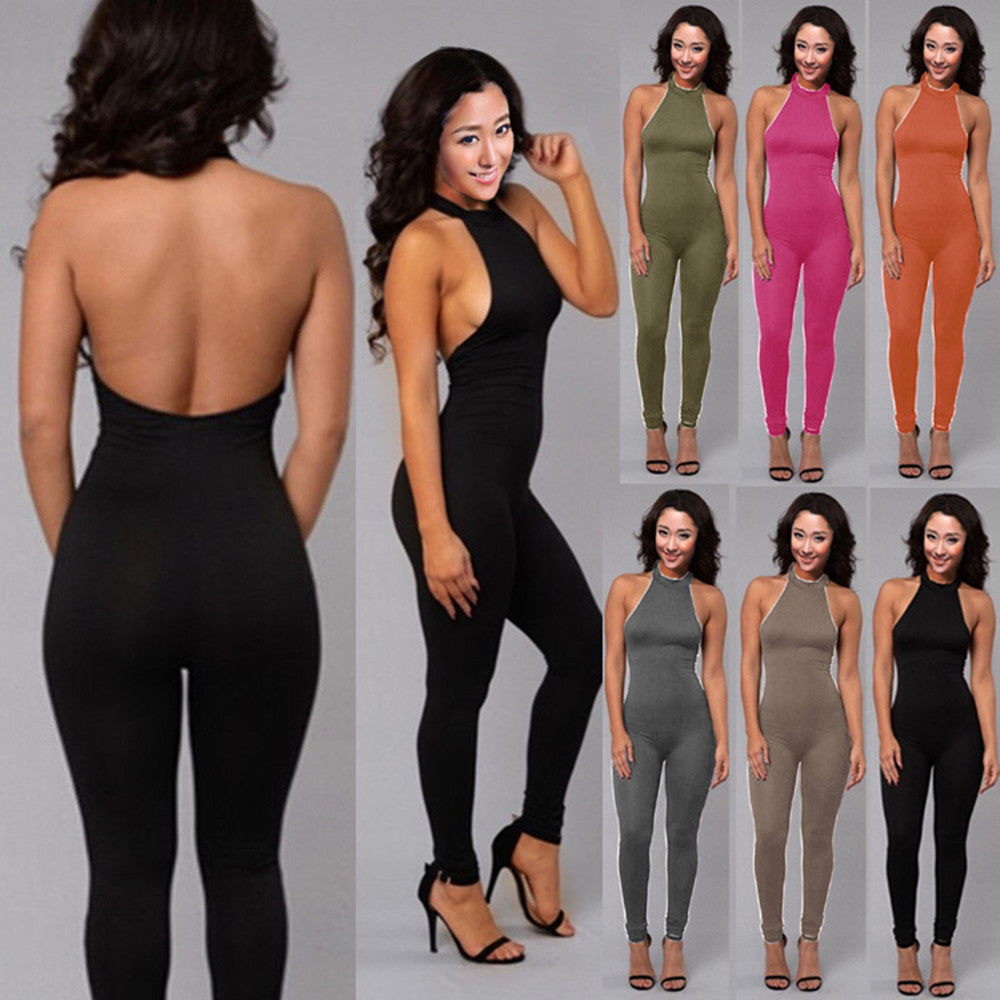 Bare Back Stretch Bodysuit Ladies Nightclub Party Jumpsuit